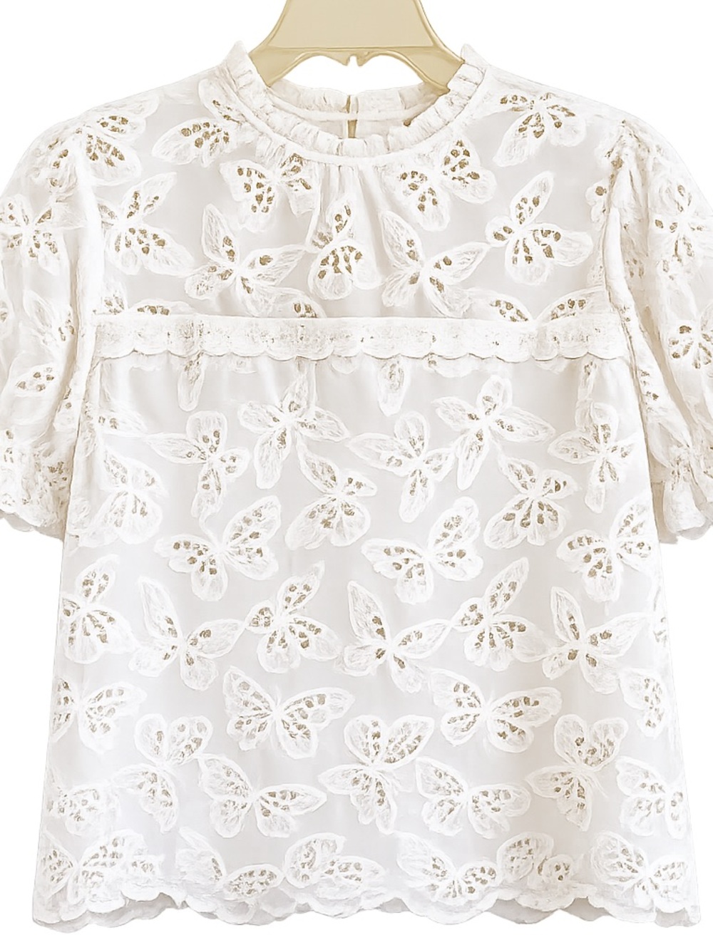 Kate Spade White Ruffled Bib Collar Blouse